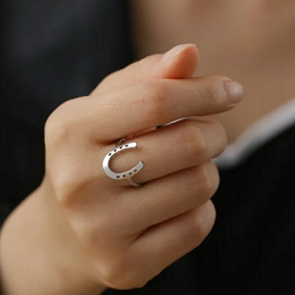 Stainless Steel Lucky Horseshoe Ring, sz 7, NWT - Picture 2 of 2